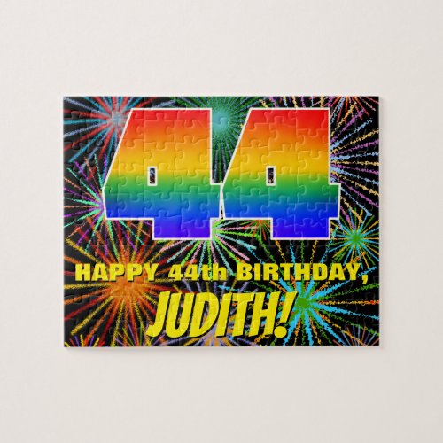 44th Birthday Fun Colorful Celebratory Fireworks Jigsaw Puzzle