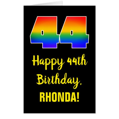 44th Birthday Fun Colorful Happy Rainbow  44 Card