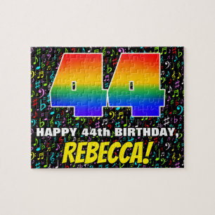 44th Birthday — Fun, Colorful Music Symbols & “44” Jigsaw Puzzle
