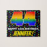[ Thumbnail: 44th Birthday — Fun, Colorful Star Field Pattern Jigsaw Puzzle ]