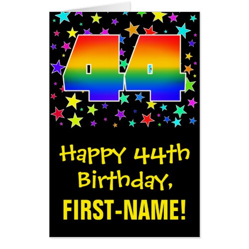 44th Birthday Fun Colorful Stars  Rainbow  44 Card