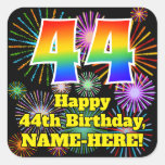 [ Thumbnail: 44th Birthday: Fun Fireworks Look, Rainbow # 44 Sticker ]