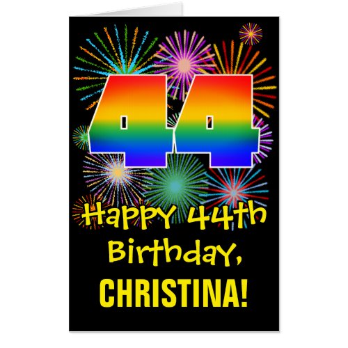 44th Birthday Fun Fireworks Pattern  Rainbow 44 Card