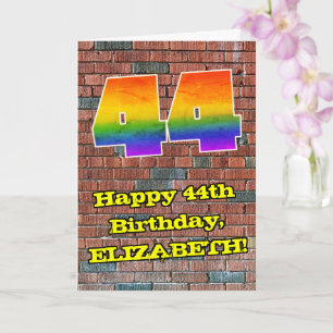 44th Birthday: Fun Graffiti-Inspired Rainbow 44 Card