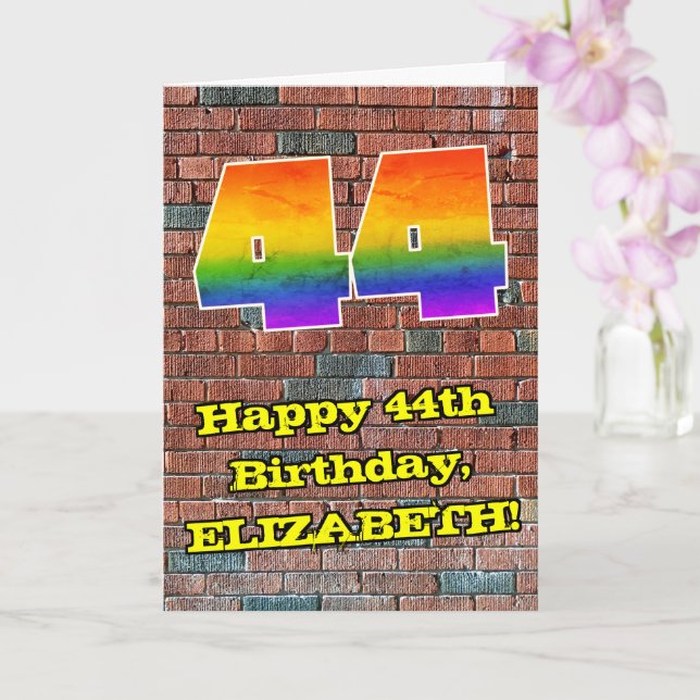 44th Birthday: Fun Graffiti-Inspired Rainbow 44 Card (Orchid)