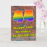 [ Thumbnail: 44th Birthday: Fun Graffiti-Inspired Rainbow 44 Card ]