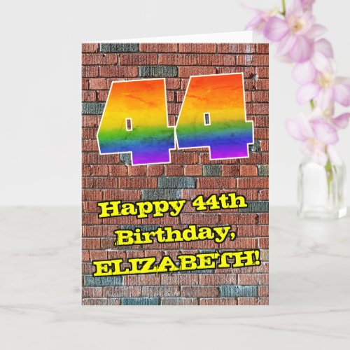 44th Birthday Fun Graffiti_Inspired Rainbow 44 Card