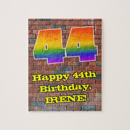 44th Birthday Fun Graffiti_Inspired Rainbow 44 Jigsaw Puzzle