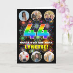[ Thumbnail: 44th Birthday: Fun Rainbow #, Custom Name & Photos Card ]