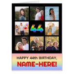 [ Thumbnail: 44th Birthday: Fun Rainbow #, Custom Photos & Name Card ]
