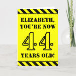 [ Thumbnail: 44th Birthday: Fun Stencil Style Text, Custom Name Card ]