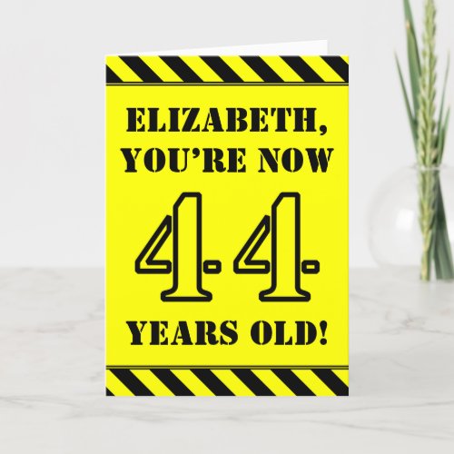 44th Birthday Fun Stencil Style Text Custom Name Card