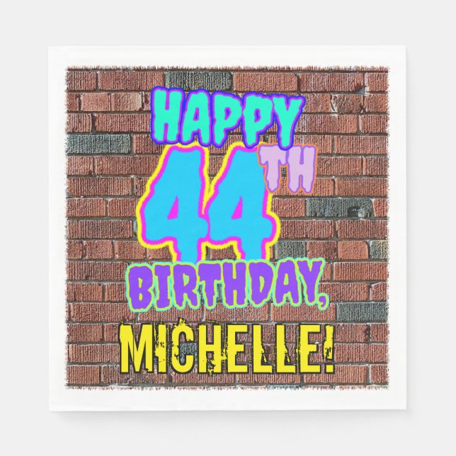 44th Birthday ~ Fun, Urban Graffiti Inspired Look Napkins (Front)