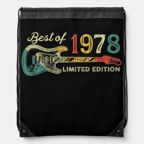 44th birthday gift for men Guitarist 1978 Limited Drawstring Bag