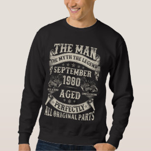 44th Birthday Gifts For Men 44 Year Old Bday Septe Sweatshirt