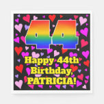 [ Thumbnail: 44th Birthday: Loving Hearts Pattern, Rainbow # 44 Napkins ]