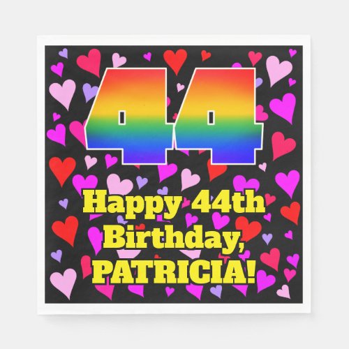 44th Birthday Loving Hearts Pattern Rainbow  44 Napkins
