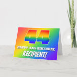 [ Thumbnail: 44th Birthday: Multicolored Rainbow Pattern # 44 Card ]