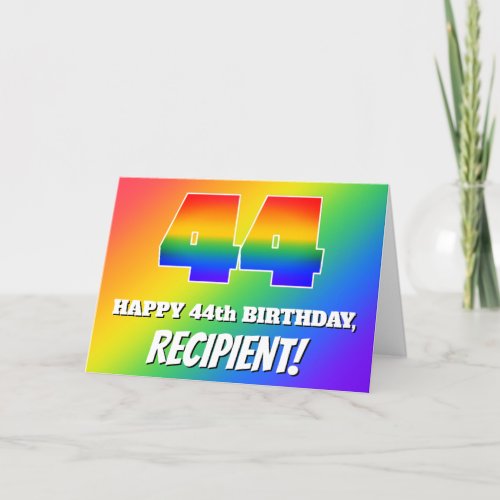44th Birthday Multicolored Rainbow Pattern  44 Card