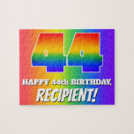 [ Thumbnail: 44th Birthday — Multicolored Rainbow Pattern “44” Jigsaw Puzzle ]