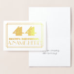 [ Thumbnail: 44th Birthday; Name + Art Deco Inspired Look "44" Foil Card ]