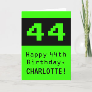 44th Birthday: Nerdy / Geeky Style "44" and Name Card