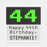 [ Thumbnail: 44th Birthday - Nerdy / Geeky Style "44" & Name Napkins ]