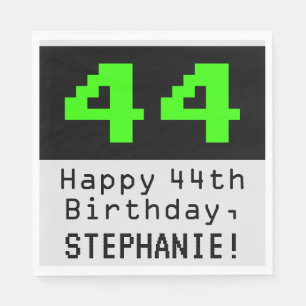 44th Birthday - Nerdy / Geeky Style "44" & Name Napkins