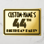 [ Thumbnail: 44th Birthday Party — Art Deco Style “44” & Name Invitation ]