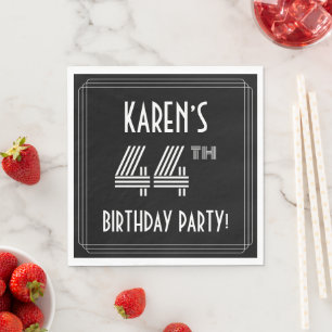 44th Birthday Party: Art Deco Style + Custom Name Napkins