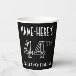 [ Thumbnail: 44th Birthday Party: Art Deco Style + Custom Name Paper Cups ]