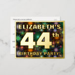 [ Thumbnail: 44th Birthday Party: Bold, Colorful Fireworks Look Postcard ]