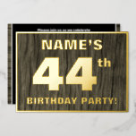 [ Thumbnail: 44th Birthday Party: Bold, Faux Wood Grain Pattern Invitation ]