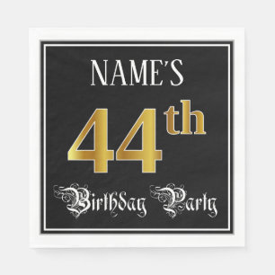 44th Birthday Party — Fancy Script, Faux Gold Look Napkins