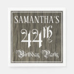 [ Thumbnail: 44th Birthday Party — Fancy Script, Faux Wood Look Napkins ]