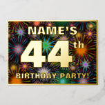 [ Thumbnail: 44th Birthday Party — Fun, Colorful Fireworks Look Invitation ]