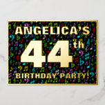 [ Thumbnail: 44th Birthday Party — Fun, Colorful Music Symbols Invitation ]