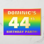 [ Thumbnail: 44th Birthday Party: Fun, Colorful Rainbow Pattern Invitation ]