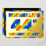 [ Thumbnail: 44th Birthday Party — Fun, Rainbow Spectrum “44” Invitation ]