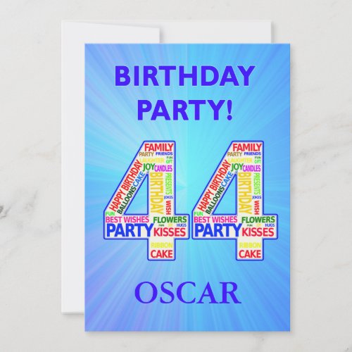 44th Birthday Party Invitation Add a Name