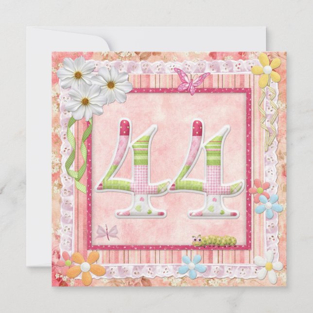 44th birthday party scrapbooking style invitation (Front)