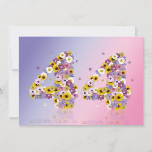 44th Birthday party, with flowered letters Invitation