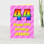 [ Thumbnail: 44th Birthday: Pink Stripes & Hearts, Rainbow # 44 Card ]