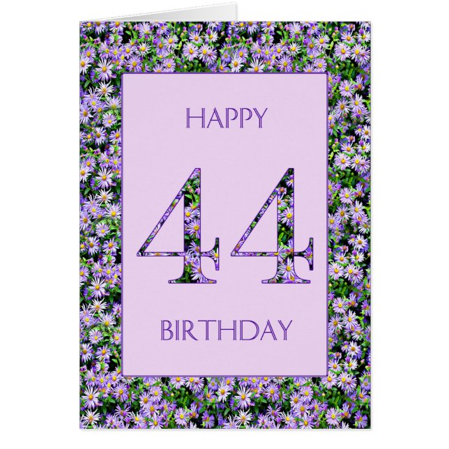 44th Birthday Purple Daisies Cards (Front)