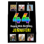 [ Thumbnail: 44th Birthday: Rainbow “44“, Custom Photos & Name Gift Bag ]