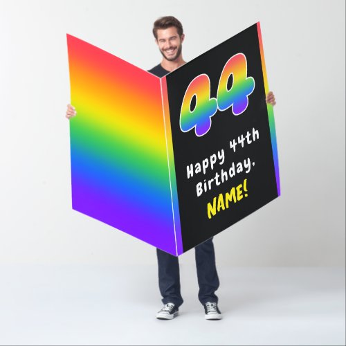 44th Birthday Rainbow Spectrum  44 Custom Name Card