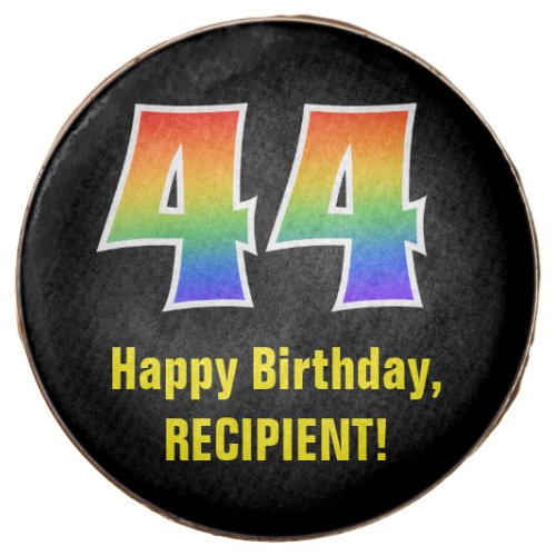 44th Birthday _ Rainbow Spectrum Pattern Number 44 Chocolate Covered Oreo