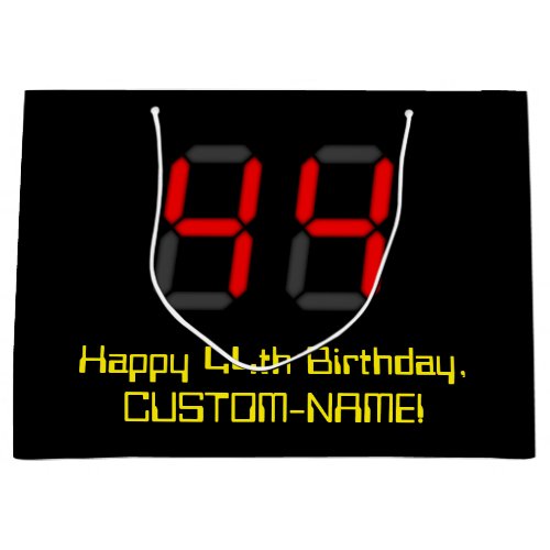 44th Birthday Red Digital Clock Style 44  Name Large Gift Bag