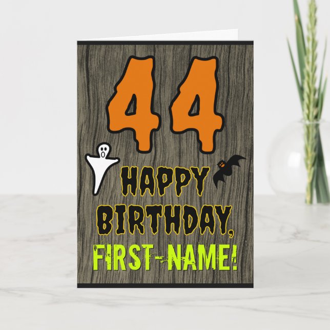 44th Birthday: Spooky Halloween Theme, Custom Name Card (Front)