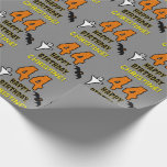44th Birthday: Spooky Halloween Theme, Custom Name Wrapping Paper<br><div class="desc">This scary and spooky Hallowe'en birthday themed wrapping paper design features a large number "44", along with the message "HAPPY BIRTHDAY, ", and a customizable name. There are also depictions of a ghost and a bat on the front. Wrapping paper like this might be fun to use when wrapping presents...</div>